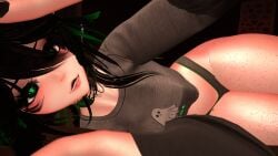 3d female female_only freckles freckles_on_thighs green_eyes laying_down laying_on_side sayamelon solo tagme unity_(engine) vrchat vrchat_avatar vrchat_media vrchat_model white_sclera