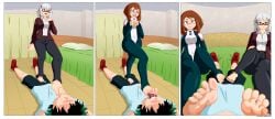 arlioth barefoot bed bedroom bodysuit cooperative_footjob denki_anma dominant_female female footjob footjob_over_clothes fuyumi_todoroki hero_outfit_(mha) izuku_midoriya midoriya_izuku my_hero_academia ochako_uraraka ochako_uraraka_(hero_outfit) older_woman_and_younger_boy shorter_male standing_footjob stepped_on stepping_on_penis submissive_male superheroine taller_girl teamwork trample trampling uraraka_ochako uraraka_ochako_(hero_outfit)