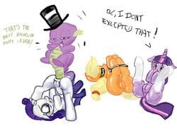 applejack_(mlp) bachelor_party earth_pony equine female feral friendship_is_magic fur my_little_pony pony purevil rarity_(mlp) spike_(mlp) twilight_sparkle_(mlp) what