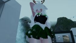 3d animal_ears female female_only green_eyes light-skinned_female light_skin long_hair pale-skinned_female pale_skin sayamelon solo tagme unity_(engine) vrchat vrchat_avatar vrchat_media vrchat_model white_hair white_panties white_sclera