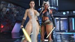 2girls 3d 3d_(artwork) 3d_render abs ahsoka_tano alien alien_girl alien_humanoid alternate_version_available belt belt_buckle big_ass big_breasts celebrity cga3d child_bearing_hips cleavage cleavage_cutout clothed clothed_female clothing clothing_cutout colored_skin curvaceous curvaceous_female curvaceous_figure curves curvy curvy_body curvy_female curvy_figure curvy_hips curvy_thighs daisy_ridley detailed_background disney erotichris female female_focus female_only fit fit_female front_view holding_object holding_weapon hourglass_figure huge_ass huge_breasts humanoid large_ass large_breasts light-skinned_female light_skin looking_at_viewer multiple_girls navel pale-skinned_female pale_skin panties patreon_logo photorealistic realistic rey rosario_dawson see-through see-through_clothing standing star_wars thick_thighs tied_hair togruta toned toned_body toned_female watermark weapon wide_hips