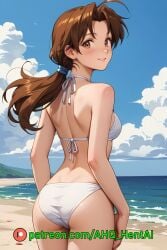 ahq_hentai ai_generated beach bikini blush breasts cute delia_ketchum_(pokemon) female medium_breasts patreon perfect_body pokemon request solo stable_diffusion