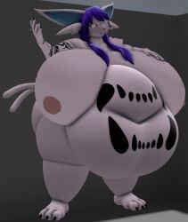 bbw big_breasts breasts cleavage eeveelution espeon female furry huge_breasts hyper_breasts kingofthekabuto milf nipples overweight pokemon pokemon_(species) queenofthekabuto thick_thighs wide_hips