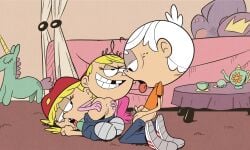 2girls after_anal after_sex blonde_hair brother_and_sister deadinside97 incest lana_loud lincoln_loud lola_loud nickelodeon the_loud_house white_hair