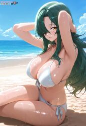 2025 ai_generated beach chiyu_mahou_no_machigatta_tsukaikata meta replicant_ai rose_(twwtuhm) wave white_bikini