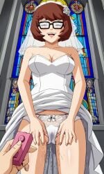 ai_generated ass bigmic145 breasts cartoon_network cleavage cumming dress_lift female glasses panties pantyshot red_hair remote_control_vibrator scooby-doo scooby-doo!_mystery_incorporated sex_toy sexually_suggestive squirting velma_dinkley velma_dinkley_(mystery_incorporated) vibrator wedding_dress wedding_veil wet_panties wet_pussy