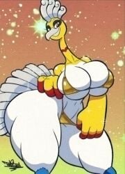 2025 anthro artist_logo artist_name artist_signature avian avian_humanoid beak bedroom_eyes big_breasts bikini bikini_bottom bikini_top breasts brown_eyes clothing digital_drawing_(artwork) digital_media_(artwork) feathers female female_only generation_2_pokemon golden_week hi_res hips ho-oh huge_breasts huge_hips huge_thighs legendary_pokémon legendary_pokemon looking_at_viewer multicolored_body narrowed_eyes navel nintendo non-mammal_breasts non-mammal_navel pokemon seductive seductive_look seductive_smile shiny_pokemon simple_background smile smiling smiling_at_viewer solo solo_female swimwear tail tail_feathers tansau thick_thighs two-piece_swimsuit wide_hips yellow_beak