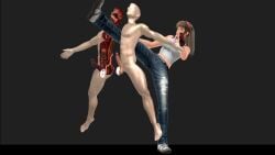 1girls 3d cut_in_half dead_or_alive female gore guro hitomi_(doa) tagme vertical_cut