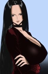 1girls big_breasts black_eyes black_hair boa_hancock breasts female female_focus female_only long_hair mostlybluewyatt one_piece shonen_jump