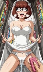 ahe_gao ai_generated ass bigmic145 breasts cartoon_network cleavage cumming dress_lift female glasses panties pantyshot red_hair remote_control_vibrator scooby-doo scooby-doo!_mystery_incorporated sex_toy sexually_suggestive squirting velma_dinkley velma_dinkley_(mystery_incorporated) vibrator wedding_dress wedding_veil wet_panties wet_pussy
