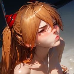 ai_generated animated asuka_langley_sohryu cum cum_drinking cum_in_mouth cumshot female female_only neon_genesis_evangelion small_breasts swallowing swallowing_cum tagme video wan2.1 young younger_female