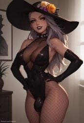 1futa 1futanari ai_generated ass beach_hat big_ass big_breasts big_butt big_hat big_hips big_penis black_dress black_gloves black_hat black_lips black_lipstick black_makeup breasts bulge bulge_through_clothing cleavage collar dick dickgirl dress earring earrings eyebrows eyelashes fishnet fishnet_legwear fishnet_stockings fishnets flower flower_on_hat futa_only futanari gloves goth grey_hair grin grinning grinning_at_viewer hair hair_ornament hair_tie hands-free hands_on_hips hat huge_cock indoors latex_gloves lips long_hair looking_at_viewer makeup narrow_waist narrowed_eyes nose penis persona persona_5 persona_5_royal sae_niijima seducing seductive seductive_eyes seductive_gaze seductive_look seductive_mouth seductive_pose seductive_smile silver_hair smile smile_at_viewer smiley_face smooth_balls smooth_penis smooth_skin solo solo_dickgirl solo_focus solo_futa solo_futanari spiked_collar testicles velonix yellow_eyes