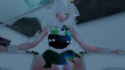 3d animal_ears blurred_background blurry_background female female_only green_eyes light-skinned_female light_skin pale-skinned_female pale_skin sayamelon solo tagme unity_(engine) vrchat vrchat_avatar vrchat_media vrchat_model white_hair white_sclera