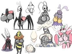 bee female_only hollow_knight hornet_(hollow_knight) iselda_(hollow_knight) multiple_girls pokemon pokemon_(species) praying_mantis queen_vespa seer_(hollow_knight) spider team_cherry tree white_lady_(hollow_knight)