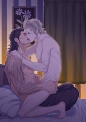 2boys cum final_fantasy final_fantasy_xv gay gladiolus_amicitia human human_only ignis_scientia male male/male male_only nude partially_clothed yaoi