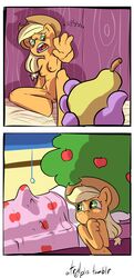 applejack_(mlp) bloomberg_(mlp) breasts earth_pony equine erection fangs female friendship_is_magic fruit fur hiss horse male my_little_pony nipples pear penis pony pussy smooth_skin spike_(mlp)