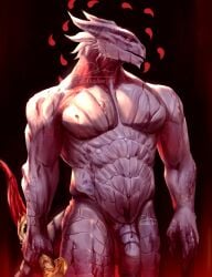 absurd_res alexlion_art blood bodily_fluids digital_drawing_(artwork) digital_media_(artwork) dragonborn_(dnd) dungeons_and_dragons flaccid genitals hasbro hi_res male muscular muscular_male penis scalie solo weapon wizards_of_the_coast