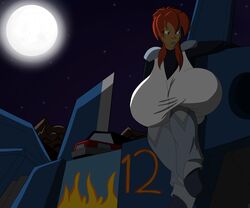 blacksen female huge_breasts human kiva_andru megas_xlr night red_hair solo