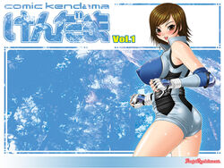 angelravishment ass blush brown_hair elbow_pads erect_nipple fingerless_gloves kazama_asuka namco open_mouth sideboob smile tekken tekken_tag_tournament_2