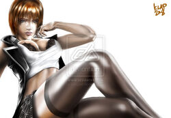 alternate_costume anna_williams breasts brown_hair cleavage female female_only human scarypet solo stockings tekken tekken_5