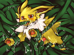 balls cum eeveelution feral furry furry_only jolteon kosian male male_only nintendo penis pokemon pokemon_(species) rape red_eyes tentacle tentacle_rape tongue