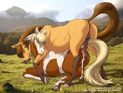 1boy 1boy1girl 1girls anal anal_sex animal_ears animal_genitalia blush dr_comet furry hooves horse horse_ears horse_tail horsecock looking_back mane mare stallion straight tail tongue zoophilia