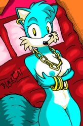 amber_eyes anthro bed blackcat breasts canine chains female fox fur furry_tail genderswap multiple_tails pillow ring sega sonic_(series) tail tails