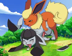 anal anal_sex eeveelution feral feral_on_feral flareon gay glaceon knife male male_glaceon male_only nintendo penetration pokemon pokemon_(species) tricksta