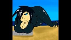 2d animated beach big_breasts digestion giantess latex muffled_scream sound swallowing tagme vaxie_pie video vore