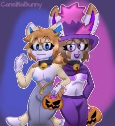 2girls anthro anthro_only bad_anatomy banette_(cosplay) canela_(canelitabunny) canelitabunny cosplay furry furry_female furry_only halloween mismagius_(cosplay) nintendo pokemon pokemon_(cosplay)