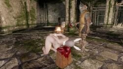 3d beheading bunny_ears bunny_girl decapitated_head decapitation dungeon execution executioner gore guro heart_pasties huge_ass huge_breasts silver_hair skyrim snuff tagme the_elder_scrolls video