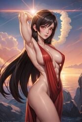 abs ai_generated anime anime_style armpits dress elegant elegant_dress evening_gown female female_only final_fantasy final_fantasy_vii gown hips muscular muscular_female solo tifa_lockhart