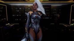 3d animated dance dark-skinned_female leotard storm_(marvel_rivals) tagme video virt-a-mate virtamate white_hair