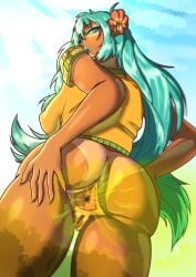 anus_focus ass ass_focus blue_eyes blue_hair brazilian_miku fart fart_cloud fart_fetish farting farting_on_another hatsune_miku huge_ass huge_breasts smell solo solo_female solo_focus tanned_female tanned_skin vocaloid