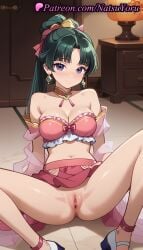 1girls ai_generated anime anime_style anus arm_support asshole bandeau bangs bare_shoulders bikini blue_eyes blunt_bangs blush bow breasts bust busty cleavage closed_mouth collarbone earrings female female_focus female_only frilled_bikini frills green_hair hentai high_heels indoors jewelry knees_up kusuriya_no_hitorigoto lamp large_breasts leaning_back long_hair looking_at_viewer maomao_(kusuriya_no_hitorigoto) medium_breasts midriff natsuyoru navel no_panties nose_blush on_floor parted_bangs pink_bikini pink_skirt ponytail presenting purple_eyes pussy ribbon sitting skirt smile solo solo_female spread_legs stomach strapless strapless_bikini strapless_bra swimsuit thighs tube_top uncensored voluptuous voluptuous_female white_footwear