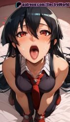 1girls after_fellatio after_oral after_sex ai_generated akame_(akame_ga_kill!) akame_ga_kill! black_hair blush breasts clavicle cumshot curvaceous curvy curvy_body curvy_female electroworld eyelashes facial female female female_only highres lips open_mouth red_eyes saliva seductive seductive_look seductive_pose semen semen_in_mouth semen_on_tongue shiny_skin simple_background solo sperm teeth tongue uncensored voluptuous voluptuous_female