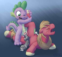 2012 anal big_macintosh_(mlp) blush cobalthusky cum dragon earth_pony equine first_time friendship_is_magic gay horse horsecock interspecies male my_little_pony orgasm pony scalie size_difference smooth_skin spike_(mlp)