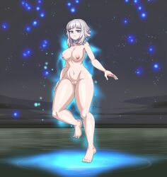 1girls areolae aura big_breasts blunt_bangs breasts captain_kirb closed_mouth emblem_(fire_emblem) feet female female_only fire_emblem fire_emblem_engage fire_emblem_heroes floating large_breasts light-skinned_female light_skin looking_at_viewer navel neutral_expression nipples nude nude_female pussy short_hair short_hair_with_long_locks silver_eyes silver_hair solo thick_thighs veronica_(fire_emblem)