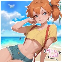 ai_generated beach kasumi_(pokemon) lolita_channel pokemon provocative self_upload