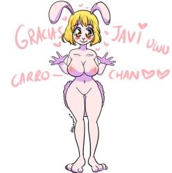 1girls animal_genitalia big_breasts bob_cut brown_eyes carrot_(one_piece) female female_only heart navel one_piece rabbit rabbit_ears rabbit_girl rabbit_humanoid samanta95 smile thighs yellow_hair