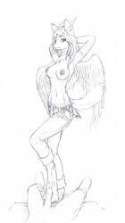 2012 anthro breasts clothing cum cum_on_feet dragon ear_piercing female footjob horn human jewelry makoroll meadow_(character) monochrome paws pencil penis piercing wings