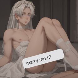 1boy aesthetic ai_generated anime_style asian asian_male boy boy_wife bridal_lingerie bridal_veil bride chinese choker cum femboy gay horny horny_male izana_kurokawa kawaii kneesocks lad male male/male male_bride male_only male_wife manga_style naked naked_male nasty passive_male sex sex_slave smaller_male sweet tokyo_revengers twink white_hair yaoi