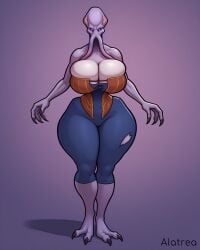 ai_generated alatrea alien alien_girl baldur's_gate baldur's_gate_3 bottom_heavy bursting_breasts claws cleavage curvaceous curvy dungeons_and_dragons hourglass_figure large_breasts mindflayer monster monster_female overflowing_breasts purple_skin tentacle thick_thighs tight_clothing voluptuous