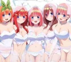 5girls go-toubun_no_hanayome nakano_ichika nakano_itsuki nakano_miku nakano_nino nakano_yotsuba siblings sisters sisters_(lore) wedding_dress