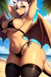 1girls ai_generated anthro beach bikini cameltoe dragon_girl female female_only frosting.ai furry huge_breasts looking_at_viewer nipple_bulge outdoors tagme thesadman_ thick thick_ass thick_thighs thighhighs wide_hips