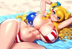 ai_generated american_flag_bikini blonde_hair galko gyaru oshiete!_galko-chan self_upload viriai