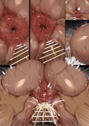 1boy 1girls 5koma anus blue_archive cleaning_&_clearing_(blue_archive) cow_print cum cum_in_pussy cum_inside dark-skinned_female dark-skinned_male dark_skin female karin_(blue_archive) male millennium_science_school_student penetration pussy sex vaginal_penetration waryu