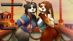 2girls 3d aysa_cloudsinger big_ass blizzard_entertainment ilikepandaren ji_firepaw pandaren pov warcraft world_of_warcraft