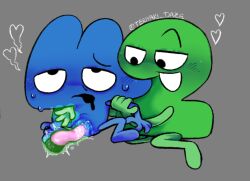 bfdi tpot vibrator vibrator_in_pussy four_(bfb) two_(tpot) fourtwo blush spread_legs the_power_of_two battle_for_dream_island pussy pussy_juice algebralien xfohv x_finds_out_his_value bfb penetration