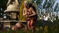 2monsters 3d ass belethor's_smut boots breasts ciri completely_nude female ghoul_(the_witcher) green_eyes light-skinned_female mascara_tears monster nipples nude outdoors penetration penis scar sex sword the_witcher_(series) the_witcher_3:_wild_hunt white_hair witcher_medallion